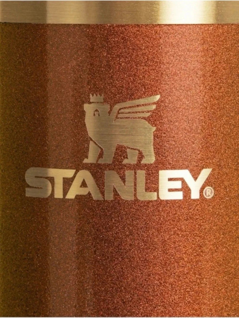 Stanley Metallic Gold Travel Tumbler with Pink Handle